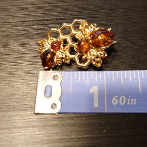 Amber Bumblebee and Honeycomb Pin in 18kt Gold Over Sterling by Ross and Simons - Picture 4 of 16